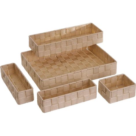 Set de 5 Panières beiges - organiseur de tiroir