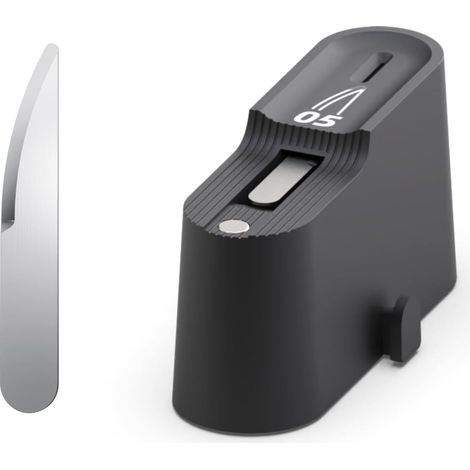 Lot de 10 lames incurvées résistantes à l'humidité pour une coupe à l'arc lisse, distributeur de sécurité à ressort avec fente d'élimination, boîte de rangement pour lame, design (1/5)