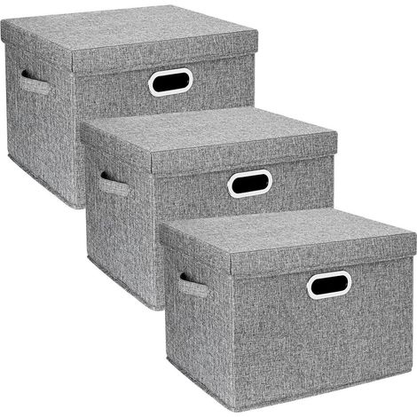 Aufbewahrungsbox Deckel Stoff Kisten 44x30x29cm 3-St&xFCck Grau (1/5)