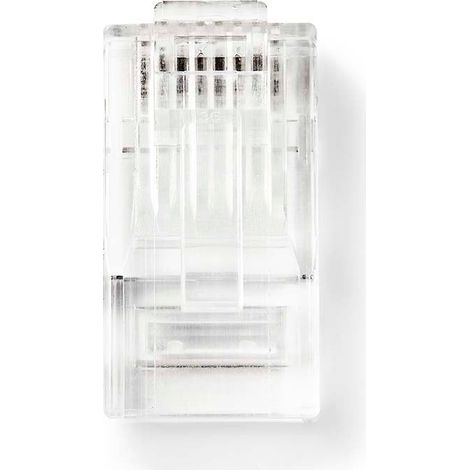 Conector RJ45  Masculino  Sólido UTP CAT5  Recto  Chapado en oro  10 uds.  PVC  Transparente  Caja (1/3)