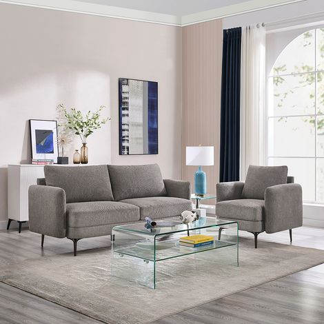 SOFIA MODERN SCANDI STYLE FABRIC LIVING ROOM 1+3 SEATER SOFA SET MOCHA (1/5)