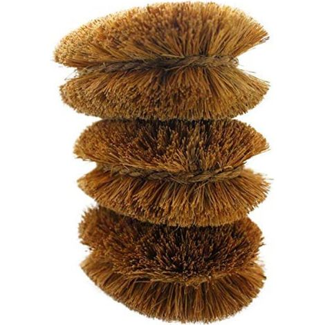 Set di 3 spazzole naturali in fibra di cocco giapponese per frutta e verdura (con anello in ferro per appenderle), marrone