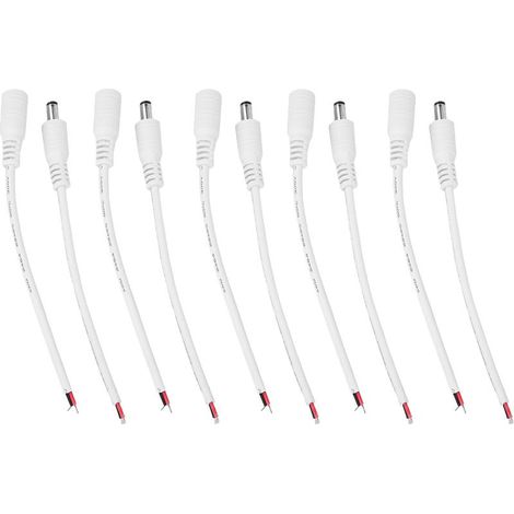 5 paires 5.5x2.1mm mâle femelle DC alimentation baril prise Jack connecteur câble fil (blanc) (1/5)