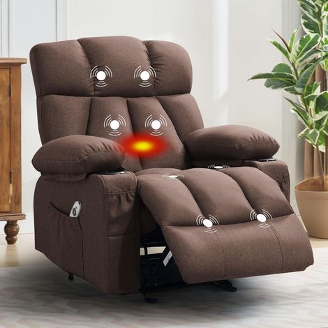 Elektrischer Massagesessel mit Heizung, Liegefunktion, 360° Drehung, Braun (1/5)