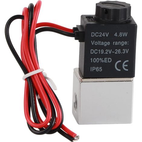 Électrovanne Électrique, 24V 4.8W NPT G1/8 2 Positions, 2 Voies Électrovanne Électrique en Alliage Aluminium Normalement Ouverte N/O pour Air, Gaz, Eau(DC 24V) (1/5)