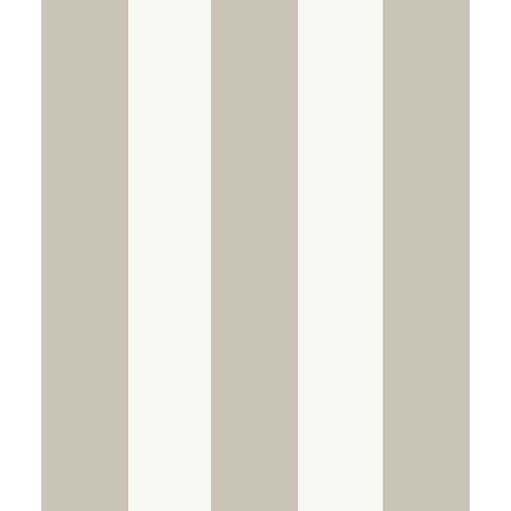 Papier peint rayures larges taupe blanc cassé