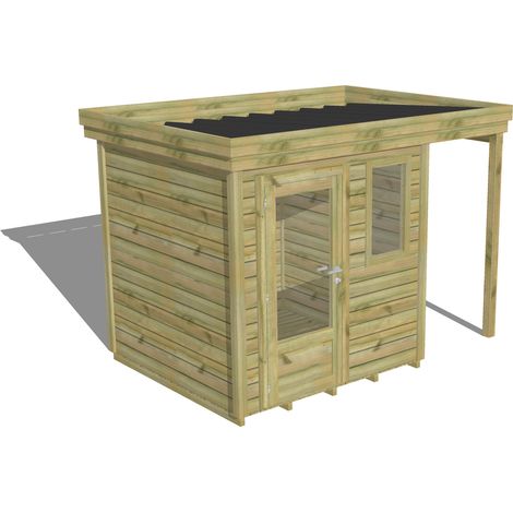 ABRI DE JARDIN bois Pin autoclave 27mm - 3,14x2,14m / 6,7m2 - Bac acier - Plancher bois (1/5)