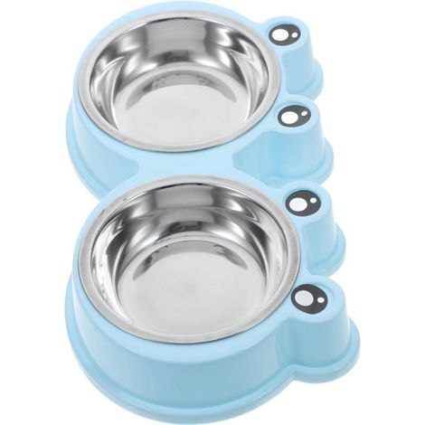 Gamelle -DOUble pour animaux de compagnie en acier inoxydable pour manger et boire deux en un, facile à nettoyer, en forme de grenouille, pour chien, antidérapante, pour chat-DOU