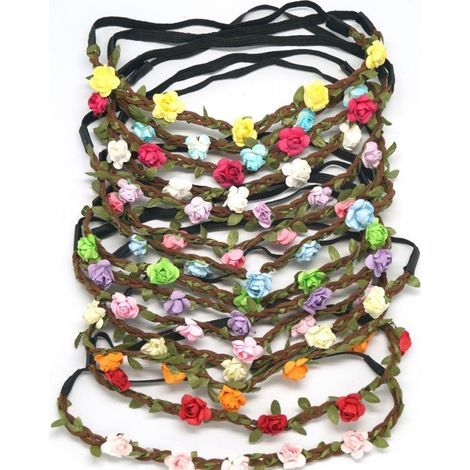 Bandeau élastique Tressé Fleurs Mariage Fête Attache Cheveux