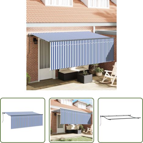 Store rétractable - Auvent Rétractable Bleu et Blanc 350 x 200 cm (1/5)