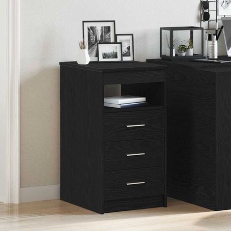 Commode 4 Tiroirs en Bois d'Ingénierie Chêne Noir, Meuble de Rangement 40x50x76 cm pour Chambre et Salon (1/5)