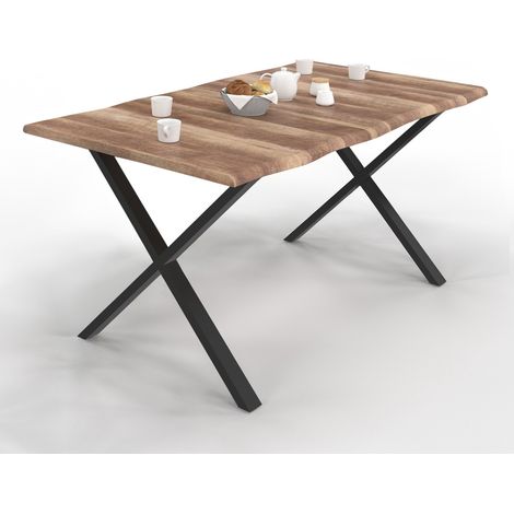 Rechteckiger Esstisch DAKOTA 6 Personen Beine X-Form Industriedesign 160 cm (1/5)