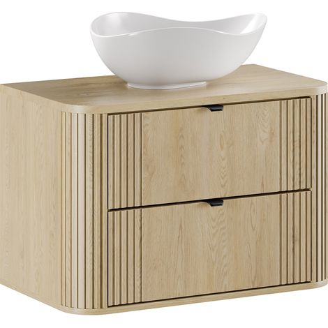 Waschtisch 80cm Mila mit 2 Schubladen, Helle Eiche