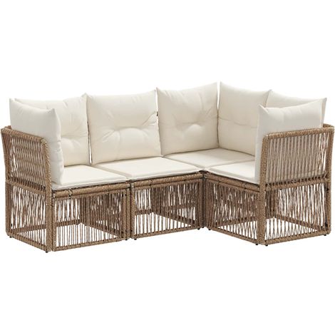 Gartensofa-set 4 pcs Beige Poly-Rattan vidaXL