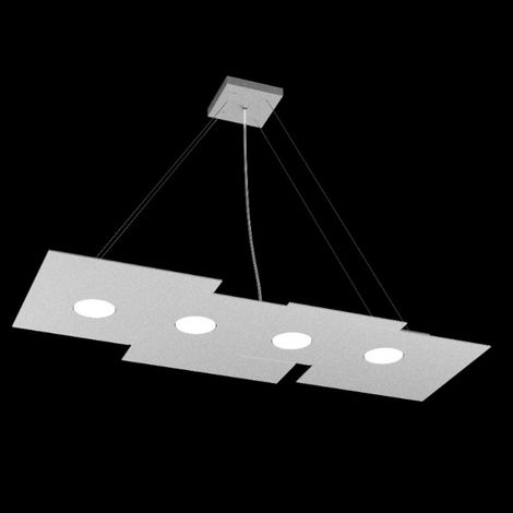 Lampadario moderno top light plate 1129 s4 r+3 gx53 led metallo biemissione sospensione, finitura metallo grigio