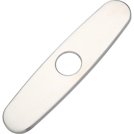 Tapa decorativa para grifo, Placa para orificio de lavabo, Acero inoxidable, Tapa para orificio de grifo, para lavabo de baño, 253 × 63 mm, Plata (1/5)