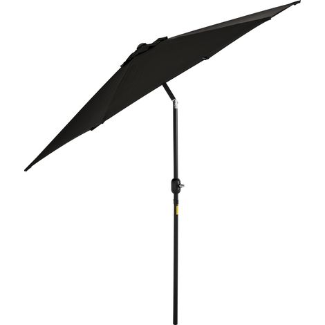 Parasol droit, parasol de jardin inclinable avec manivelle, toile en polyester haute densité (180 g/m²), Ø 2,6 x 2,35 m, structure en aluminium noir