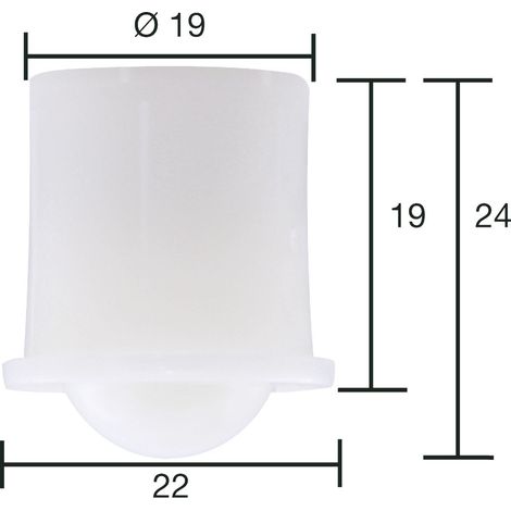 Kugelrolle 0 ø 19 mm, Tiefe 19 mm, Kunststoff weiß (1/2)