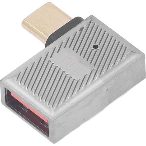 Adaptateur USB femelle vers USB-C mâle 10 Gbit/s 120 W avec coude latéral léger pour téléphones portables, ordinateurs portables, PC et chargeurs