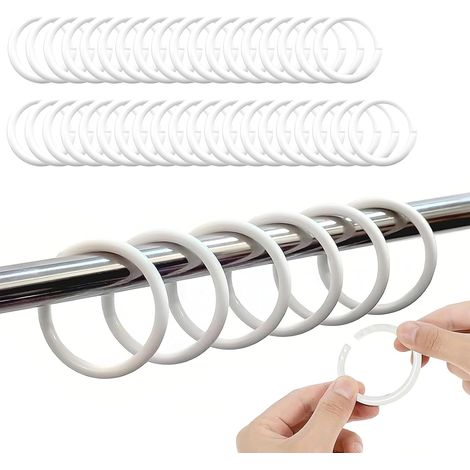 48 Pièces Anneaux Rideaux Blancs avec Fermoir (1/5)