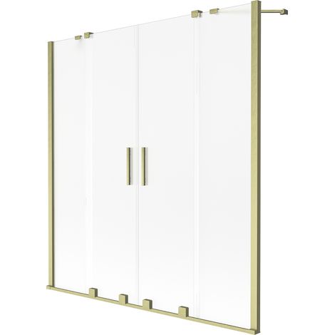 Mexen Velar Duo Badewannen-Falttür 2-flügelig, 160 x 150 cm, satiniert, gebürstetes Gold - 896-160-000-32-55 (1/2)
