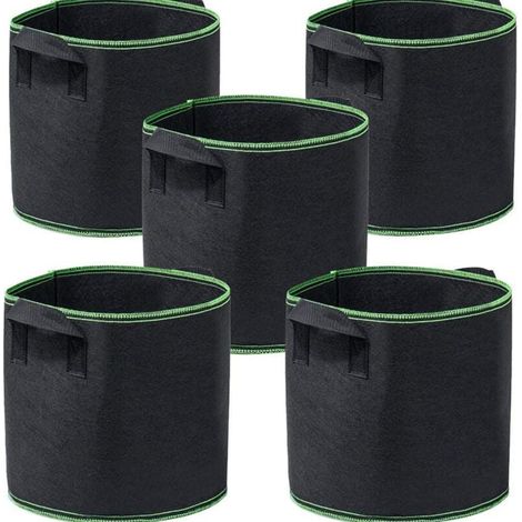 Pack Heavy Duty 5 Gallon Planting Bags, Ventilated Fleece Planters with Sturdy Handles, Stable 300g Flower Pots for Growing Tomatoes, Potatoes and Vegetables (1/5)
