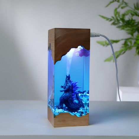 Veilleuse Godzilla en résine époxy, lampe de chevet décorative, veilleuse USB, lampe de table monstre, convient aux chambres et aux salons. (1/4)