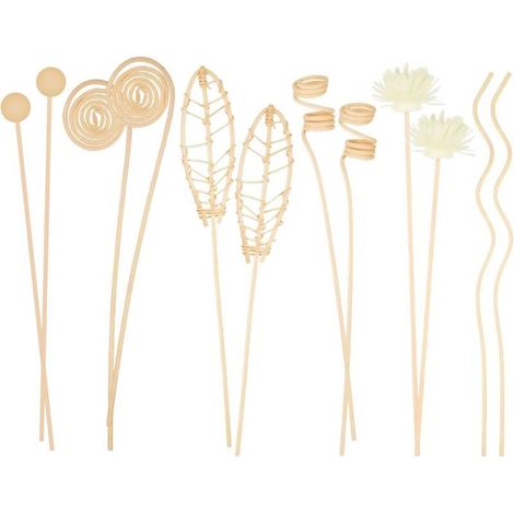 Lot de 12 Bâtons d'Arôme en Rotin Naturel , Diffuseurs de Parfum d'Ambiance Longue Durée , pour Maison, Bureau, Spa ,25,4 cm (Couleur Primaire) (1/5)