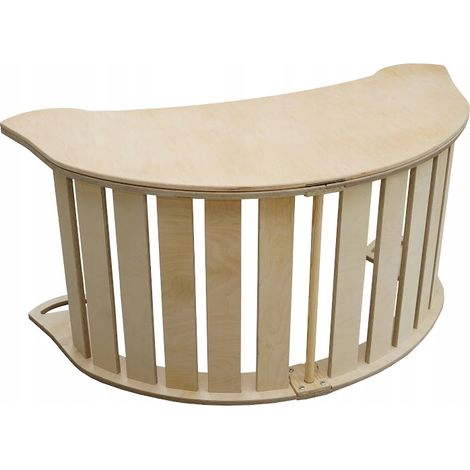 Mecedora Montessori de madera grande XL, mesa de escritorio plegable, taburete, barnizada. (1/5)