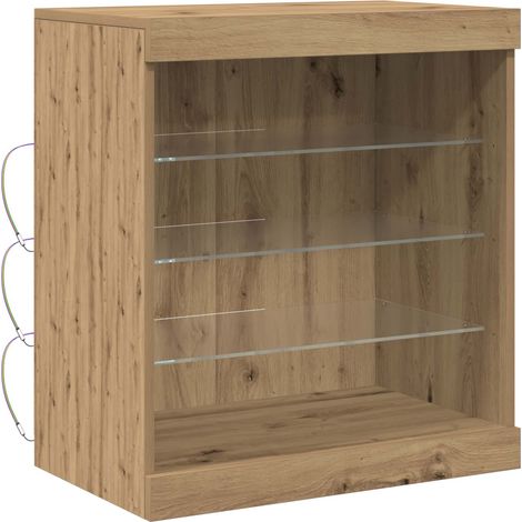 Maison Exclusive - Madia LED con strisce LED Rovere artigianale 60,5 x 37 x 67 cm