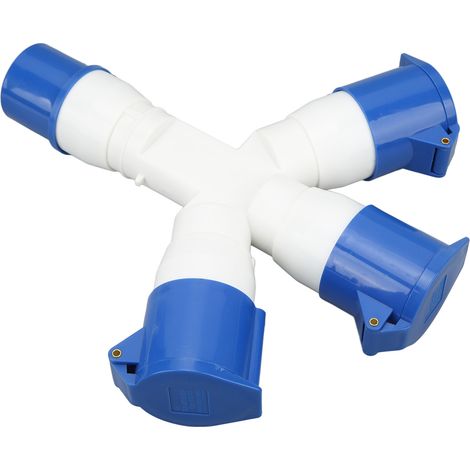 Connecteur industriel 3 broches étanche IP44, multifonctionnel, 1 entrée, 3 sorties, 32 A, pour câble aéronautique, 220-250 V (1/5)