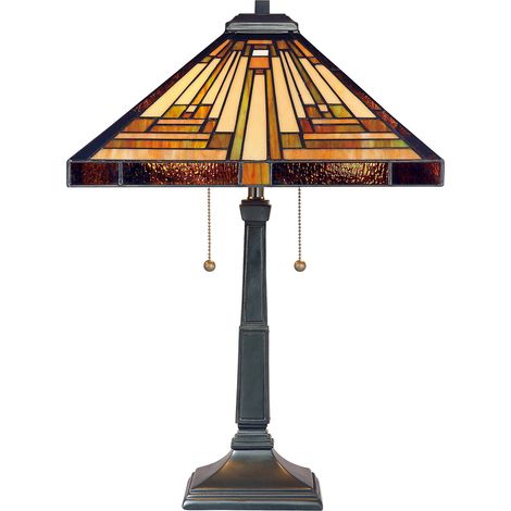 Elstead Stephen - Lampada da tavolo Tiffany a 2 luci vintage bronzo, E27 (1/5)