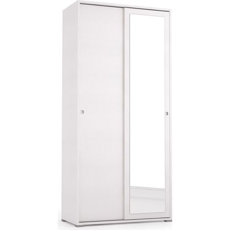 Armadio 90x195h cm con due ante scorrevoli bianco frassinato - Plutone (1/3)
