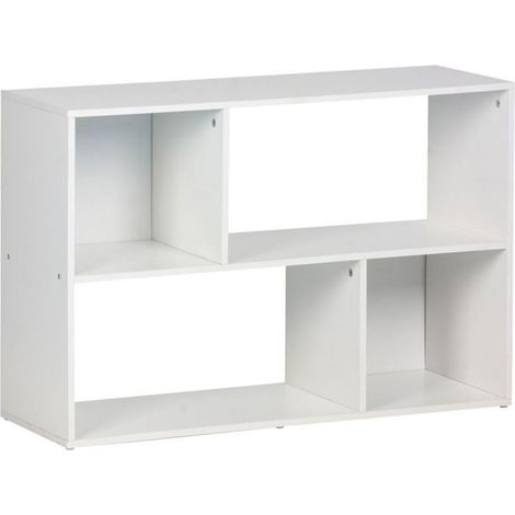 Etagère de rangement - JUANIO - 85x30x59 cm - 4 compartiments ouverts - Blanc - Format horizontal (1/4)