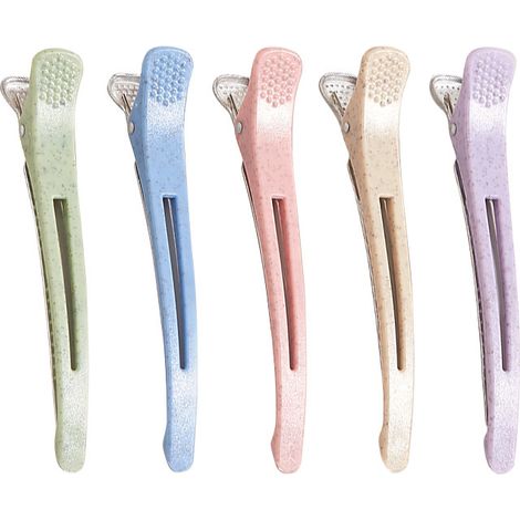 Pinzas para el cabello con forma de pico de pato para separar el cabello, antideslizantes y que no dejan marcas, juego de 5, dimensiones: 1,5 × 11,5 cm (1/5)