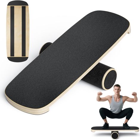 Planche d'équilibre en bois pour adultes, plateau d'équilibre, planche de fitness, ensemble planche d'équilibre et rouleaux multifonctionnels