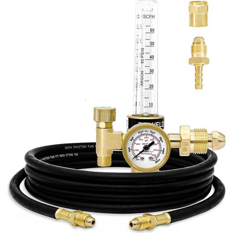 Argon Régulateur Débitmètre Jauge Régulateur de Gaz pour Soudure Mig Tig avec Soudure Tuyau de Gaz (1/5)
