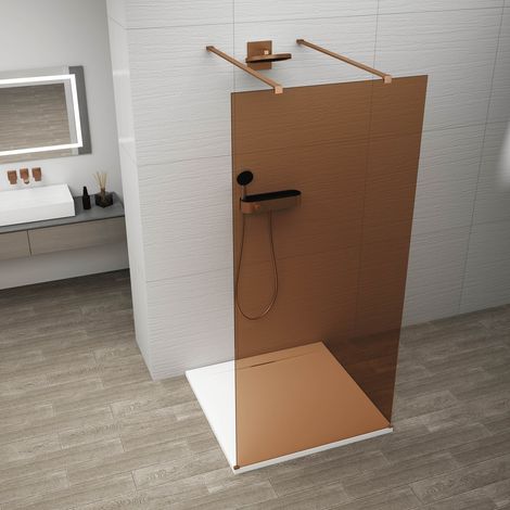 ESCA COPPER MATT Panneau de douche monobloc en verre, autoportant, verre Marron, 1000 mm (1/4)