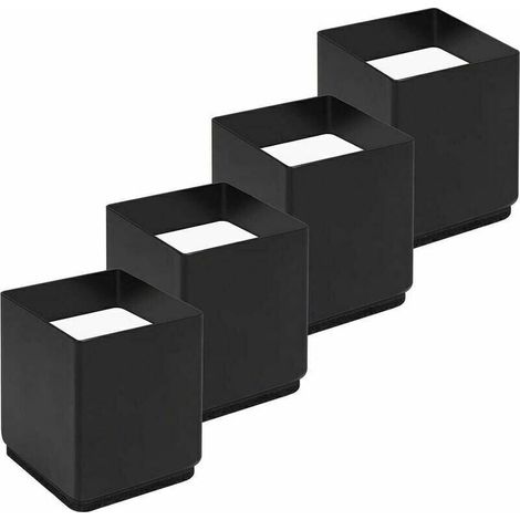 Ensemble de 4 rehausseurs de pieds de lit - Acier au carbone - Rehausse de 5 cm - Rehausseurs pour table, chaise ou canapé - Gain de place pour bureau et literie - Noir