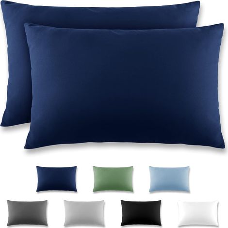 Taie Oreiller 50x70 Bleu foncé - Lot de 2 Taies d'Oreillers 50 x 70 Carré en Microfibre Brossée, Housse Oreiller Coussin Oreiller avec sa Fermeture à Rabat (sans Fermeture Éclair) (1/5)