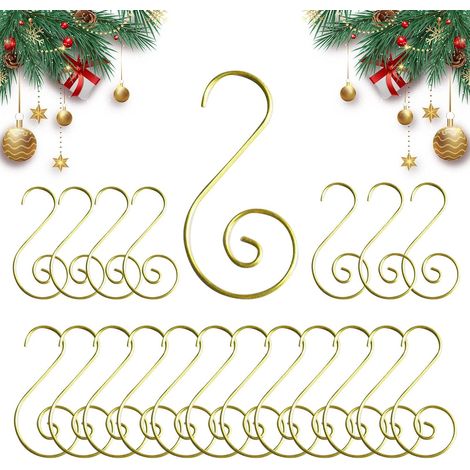 Crochets pour ornements de Noël 20 pièces robustes  Crochets pour ornements de Noël en forme d'étoile et en S pour sapin de Noël, boules, bricolage, fête, mural (1/5)