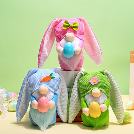 Figurine lapin sans visage longues oreilles pour déco Pâques (en sachet, 1 pièce) bleu comme photo (1/5)
