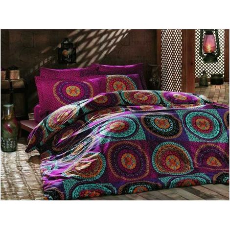 Parure de lit Generique 220 x 240 cm 100% coton ranforce Fuchsia