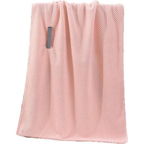 Serviette de bain/séchage de cheveux en microfibre - Séchage rapide - 100 x 60 cm - Rose (1/5)