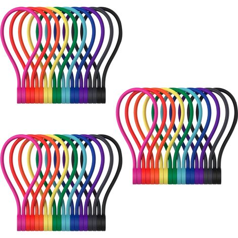 Colliers de serrage magnétiques réutilisables, colliers de serrage magnétiques multifonctions en silicone pour la gestion et l'organisation des câbles, 182 mm (lot de 30)