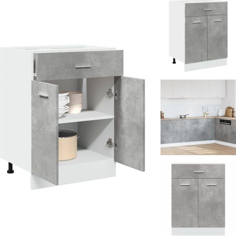 Armoire de plancher à tiroir Gris béton 60x46x81,5 cm Aggloméré - Armoire De Plancher À Tiroir - Armoires De Plancher À Tiroir - Armoire De Cuisine - Armoire (1/5)