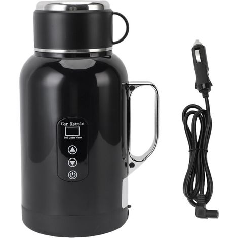 Jeffergarden Bouilloire électrique de voiture 1300 ml en acier inoxydable 304, idéale pour les voyages, avec affichage LED de la température pour café, thé et lait. (1/5)