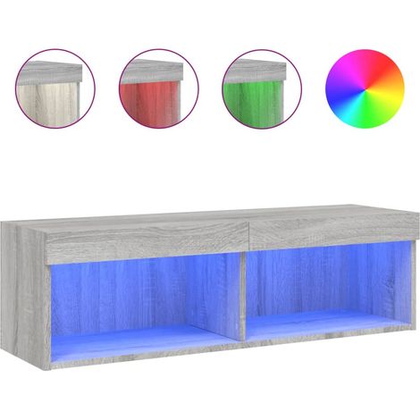 Mobile TV  Armadietto TV  Mobile Porta TV con Luci LED Grigio Sonoma 100x30x30 cm (1/5)