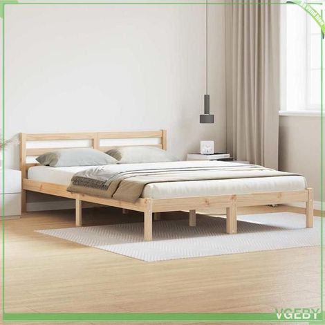 Cadre de lit - ABI - Marron - Pin massif - 215,5 x 145,5 x 69,5 cm (1/5)