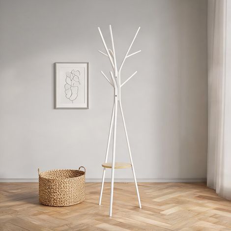 Portant vêtements en métal blanc 45 x 45 x 180 cm pour couloir (1/5)